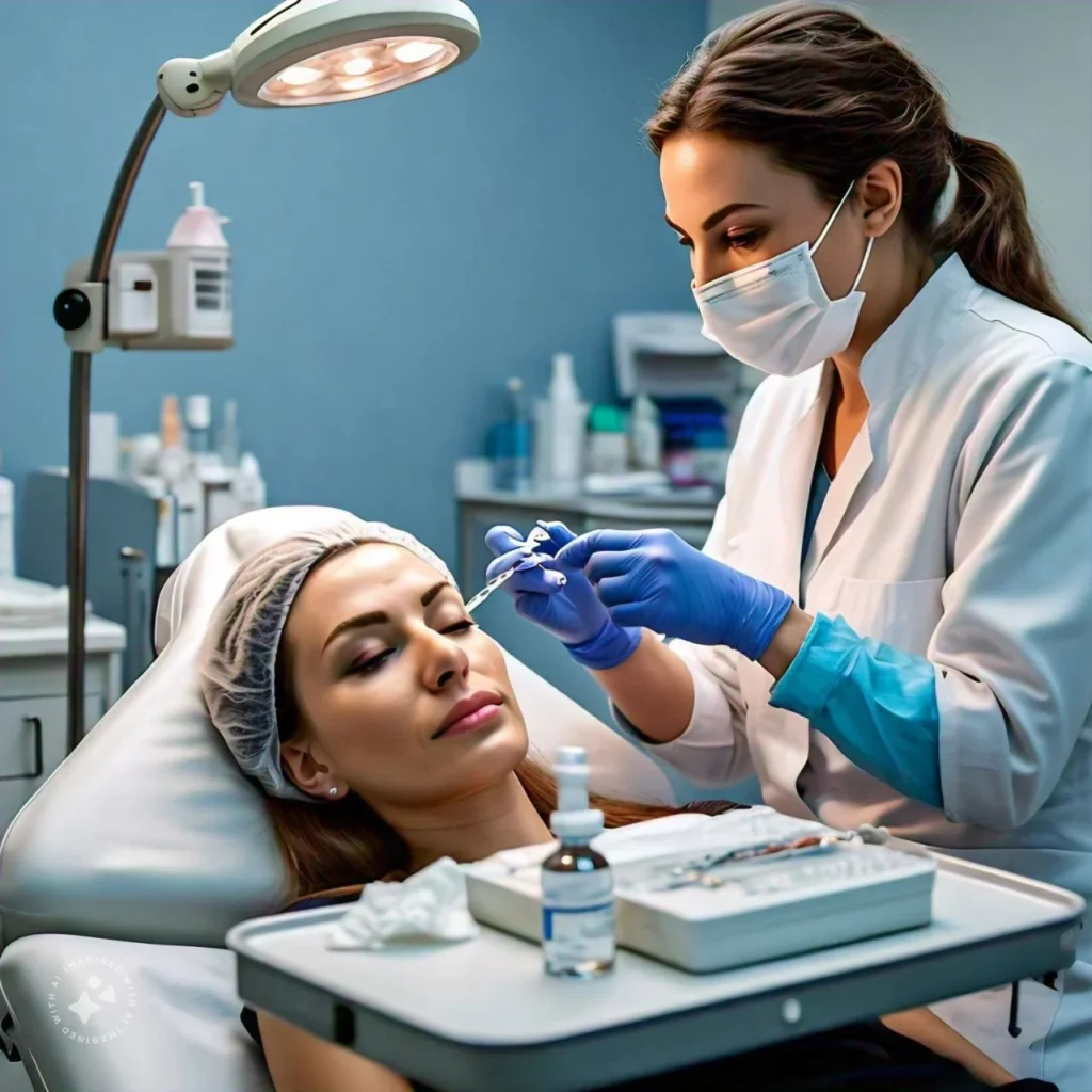 Healthcare provider administering Botox injections in a clinical setting.