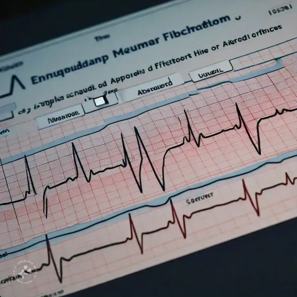 An educational illustration of an electrocardiogram (ECG) showing both normal and abnormal heart rhythms, emphasizing the differences in heart activity.