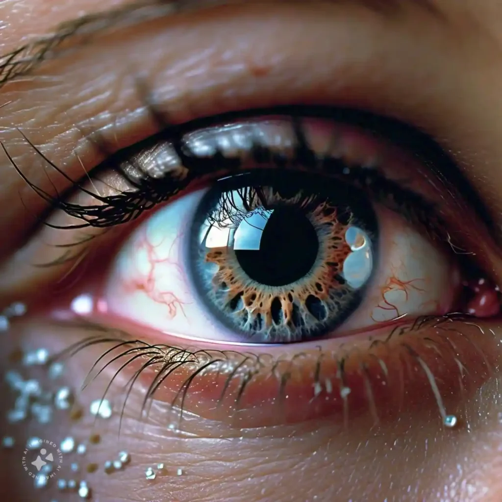 Simulation of how objects appear blurry and distorted to someone with astigmatism compared to clear vision.
