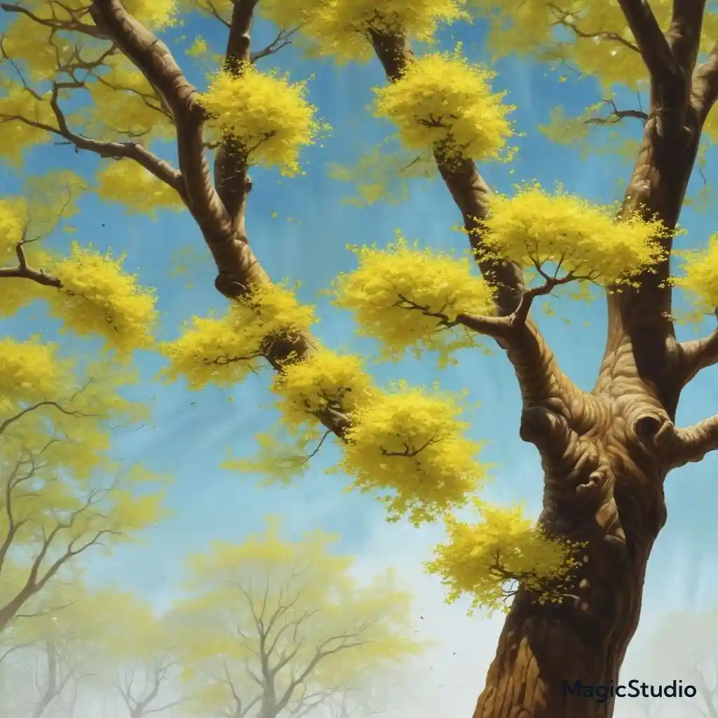 Tree pollen floating in the air, a common trigger for seasonal allergies