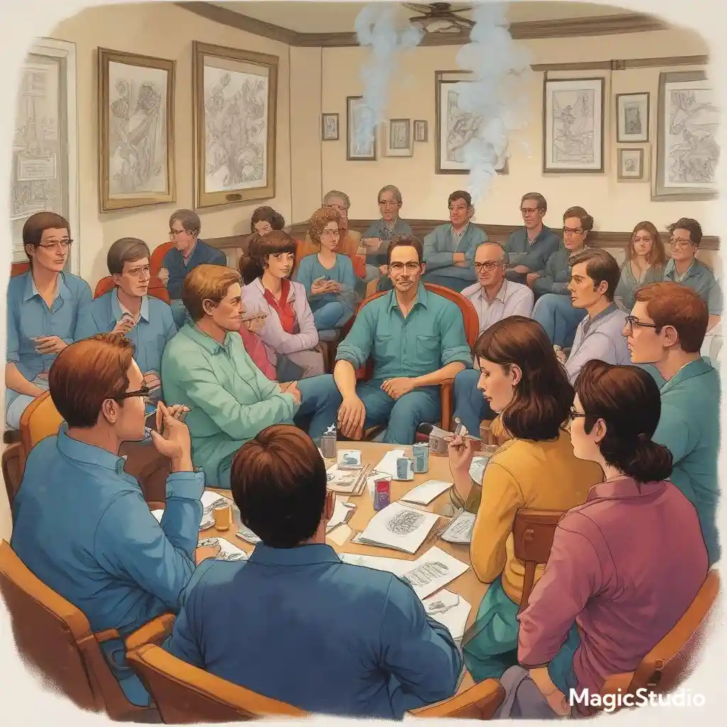 A support group discussing ways to quit smoking.
