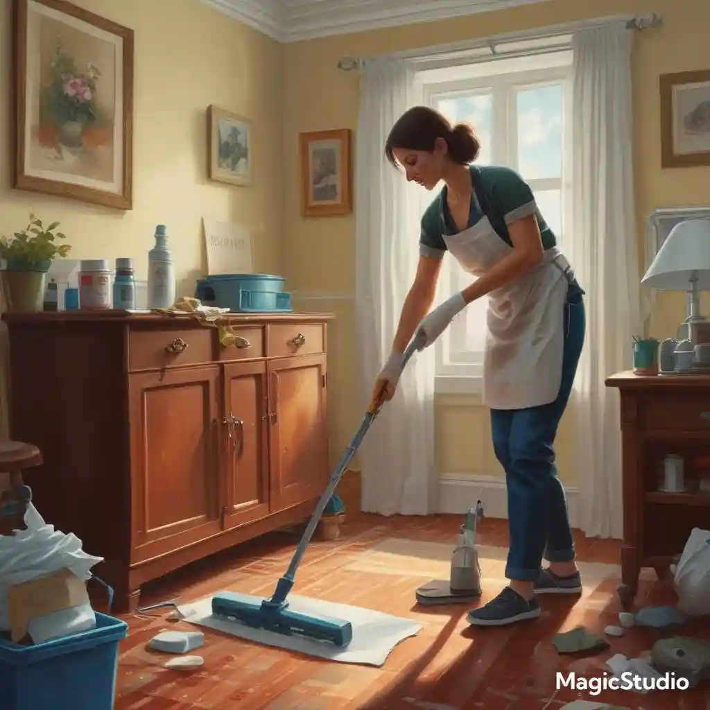 A person cleaning their home to reduce allergens, highlighting efforts to create a healthier indoor environment for asthma management