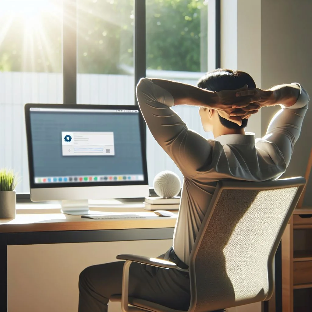 Person following the 20-20-20 rule for eye comfort Dry Eye Syndrome.