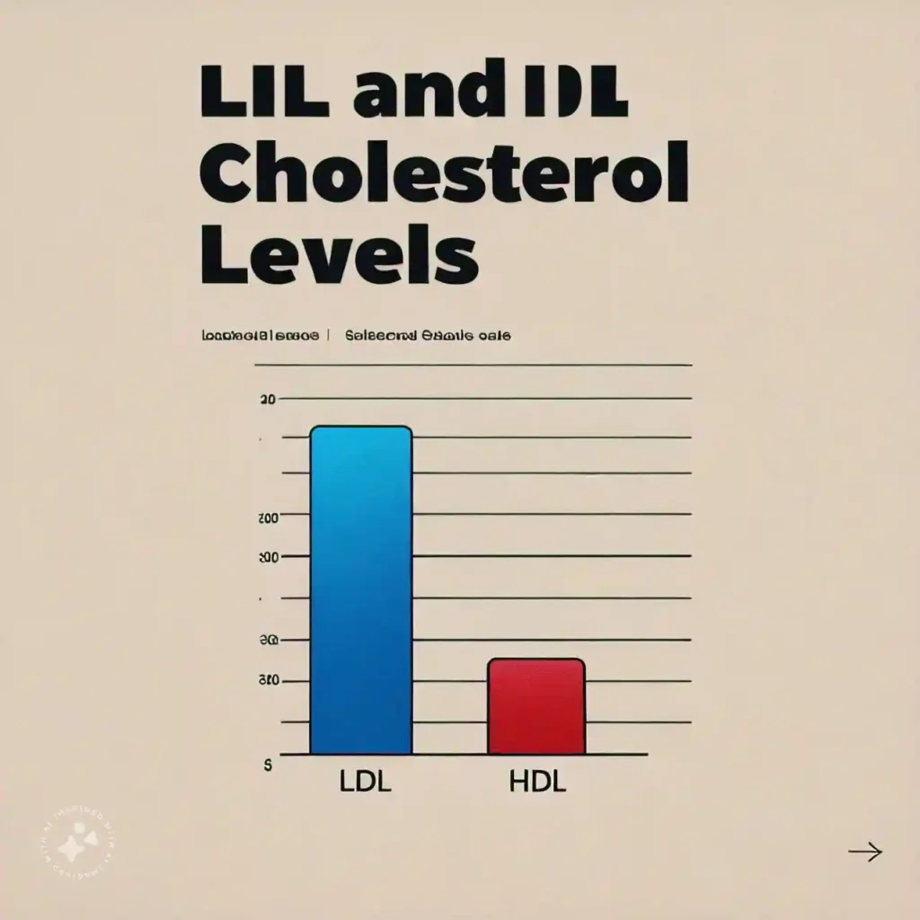 A simple chart showing LDL and HDL cholesterol levels.
