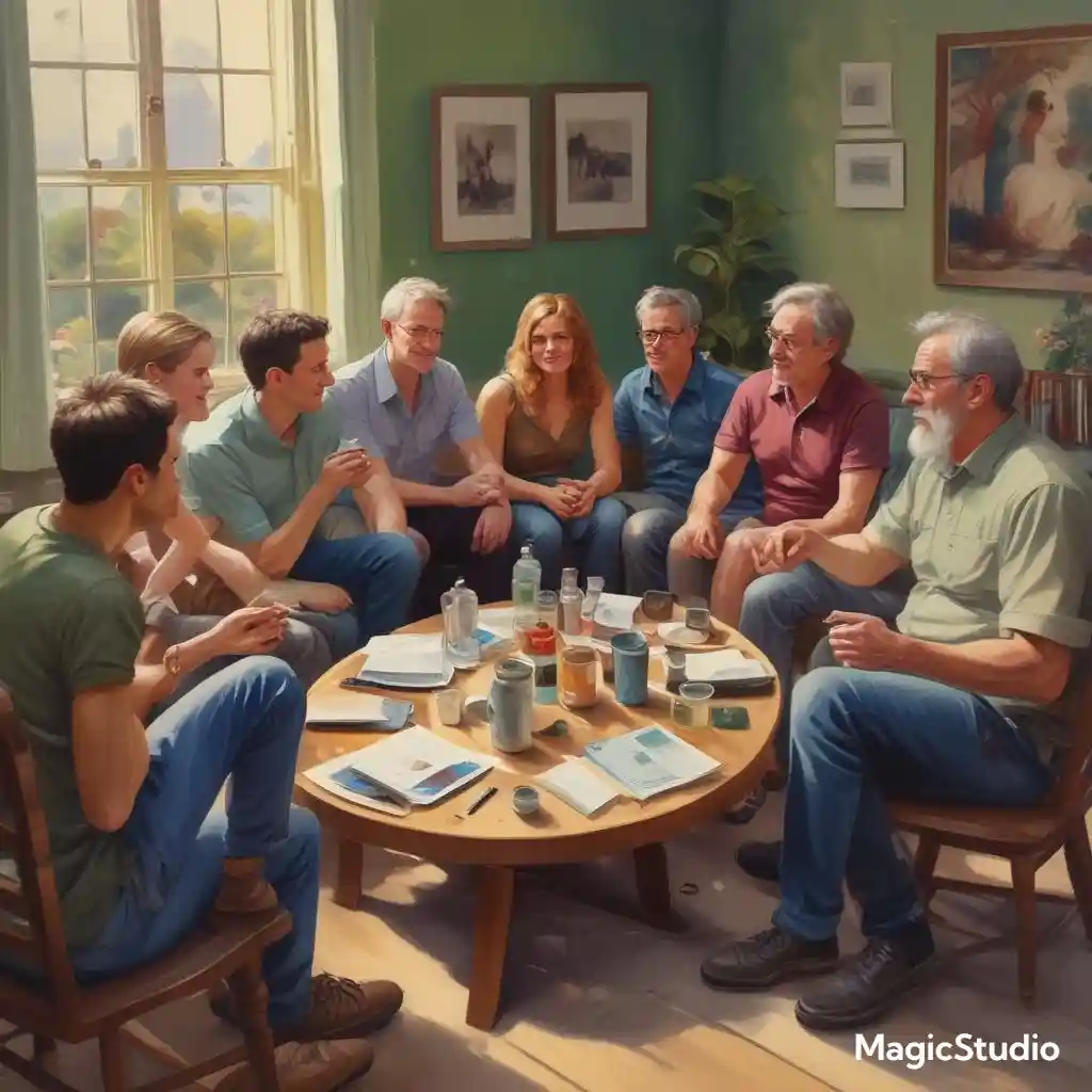 A compassionate group gathering where individuals share their personal experiences about Anxiety disorders.