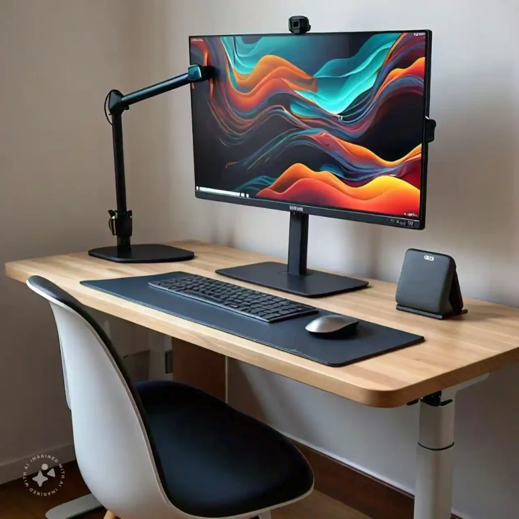 Desk showing the correct distance between the screen and the user.