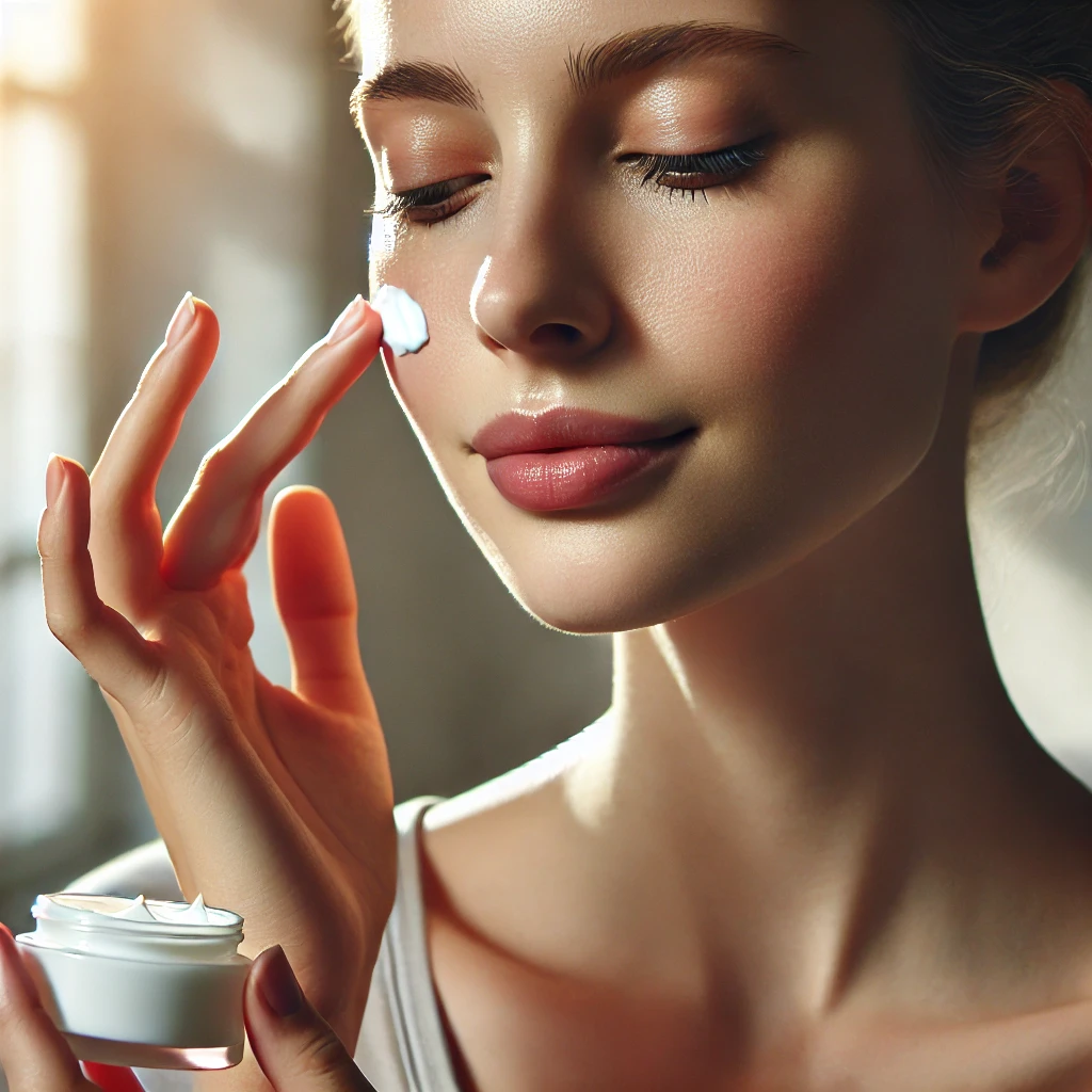 Moisturizing dry skin affected by the impact of stress on skin health.