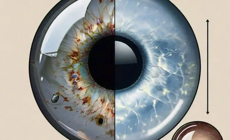 Comparison of healthy lens and cataract lens.