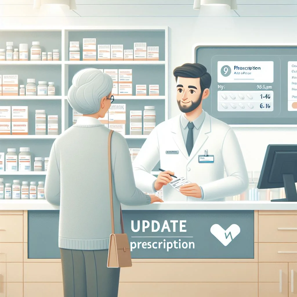 An optometrist holding a pair of eyeglasses while discussing prescription updates with a patient. The image highlights the importance of regularly updating your prescription to ensure optimal vision.