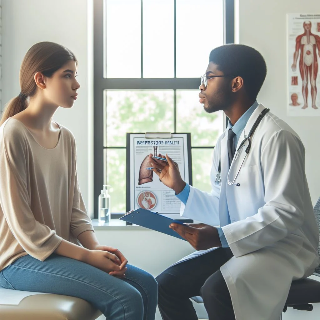 Doctor consulting a patient about chronic cough management.