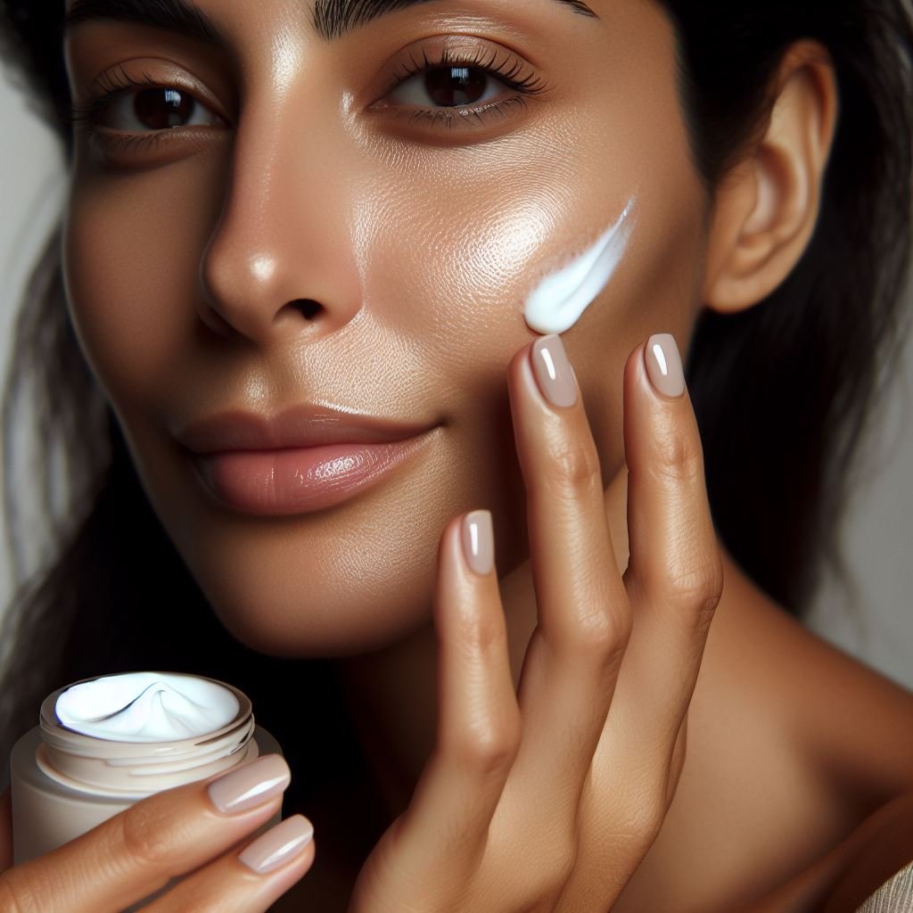 Woman with oily skin applying a lightweight, oil-free moisturizer to her face, showcasing how to keep oily skin hydrated without excess shine and debunking Common Myths about Skincare.