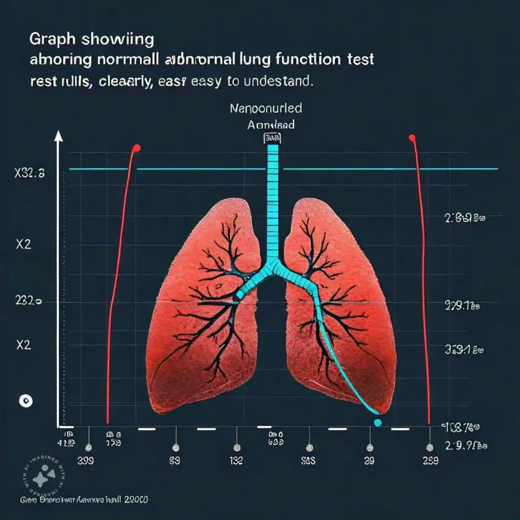 Graph comparing normal and abnormal lung function test results.
