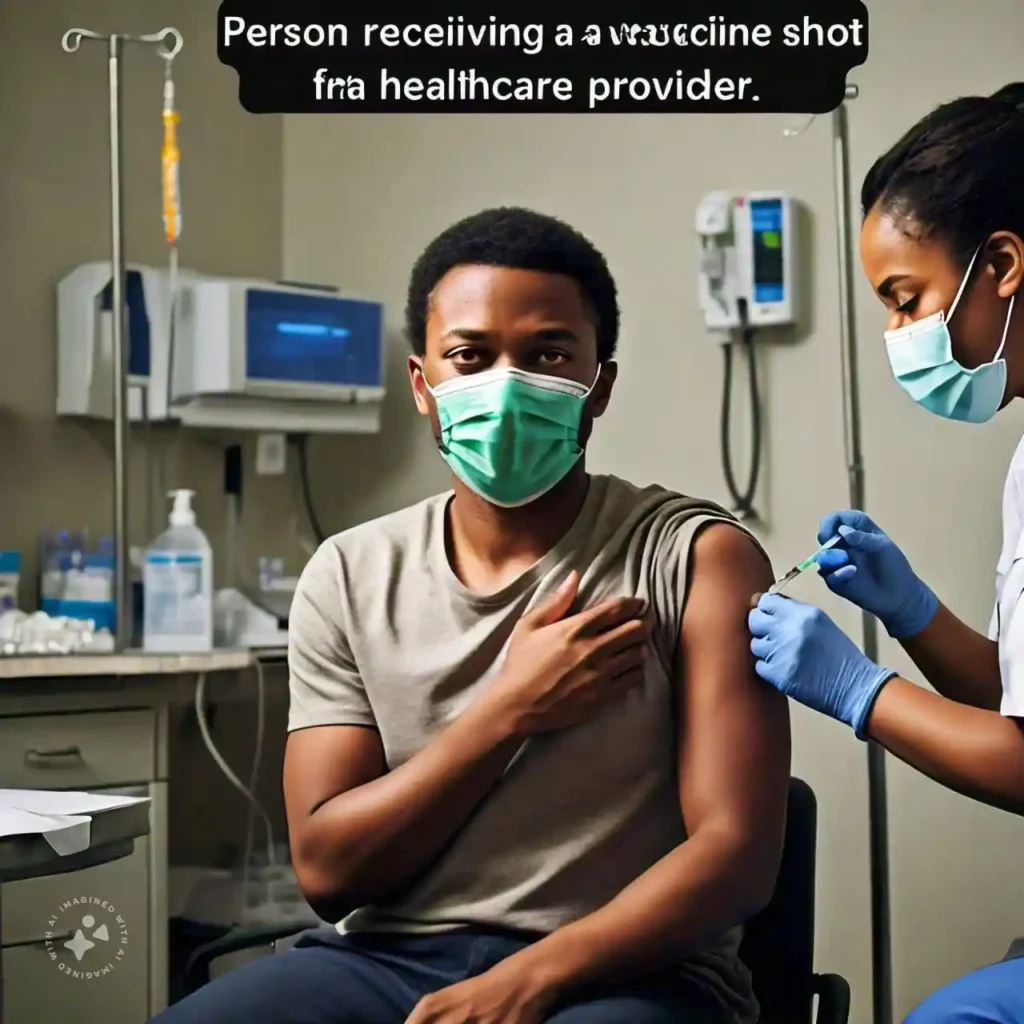 Person getting a vaccine to prevent respiratory infections.