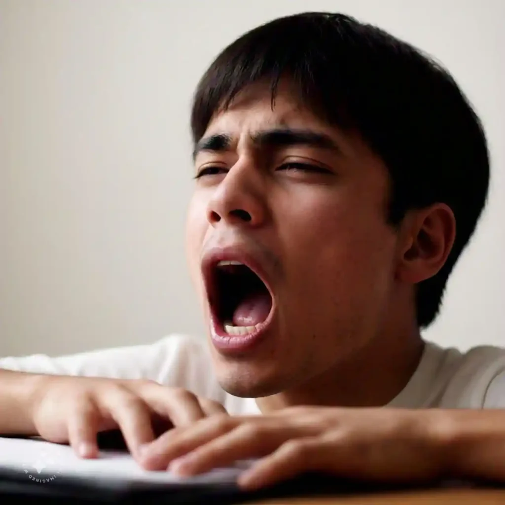 Tired person yawning at desk, showing fatigue from sleep apnea