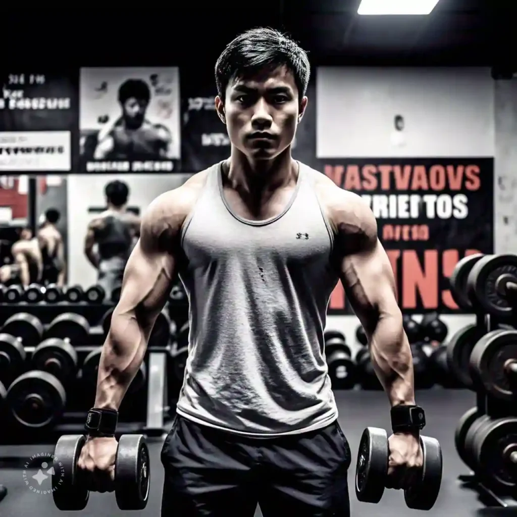 A person lifting dumbbells in a gym, showcasing strength training as a way to improve your metabolism.