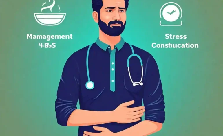 Person holding their stomach with a calm background, illustrating Irritable Bowel Syndrome (IBS) symptoms and management strategies.